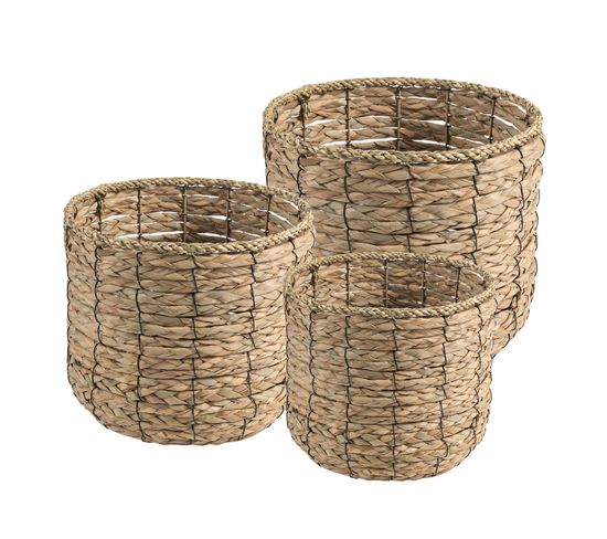 Lot De 3 Paniers Cebu En Jonc De Mer De Coloris Naturel