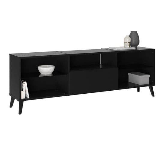 Meubles TV/hifi Lowboard - Décor Noir - L153,5 X H52 X P31,5 Cm - Fabriqué En Allemagne