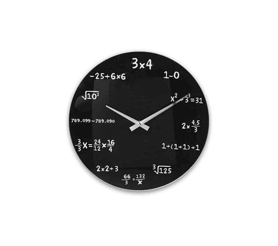 Horloge Murale Mathématique En Verre - Noir - D 36 Cm