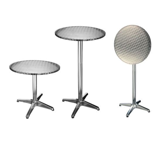 Table De Bistro-bar Pliable Aluminium Rond 60 X 60 X (58-115) Cm