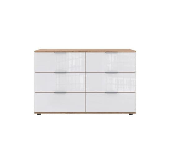 Commode 6 Tiroirs Avec Façades En Verre Teinté - L130 Cm