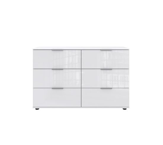 Commode 6 Tiroirs Avec Façades En Verre Teinté - L130 Cm