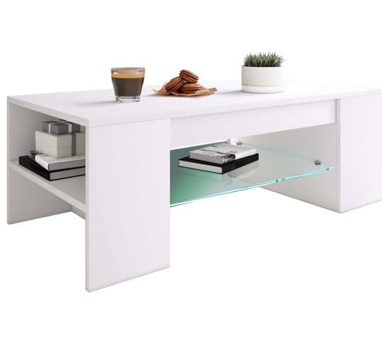 Table Basse Tunas 1 Blanc En MDF 100x50x35 Cm