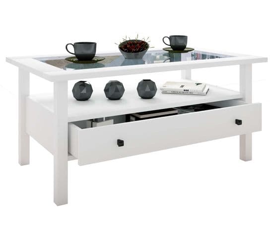 Table Basse Lingisl 1 Blanc En MDF 90x54x42 Cm