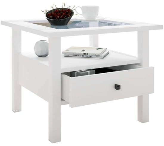 Table Basse Lingism 1 Blanc 54x54x42 Cm