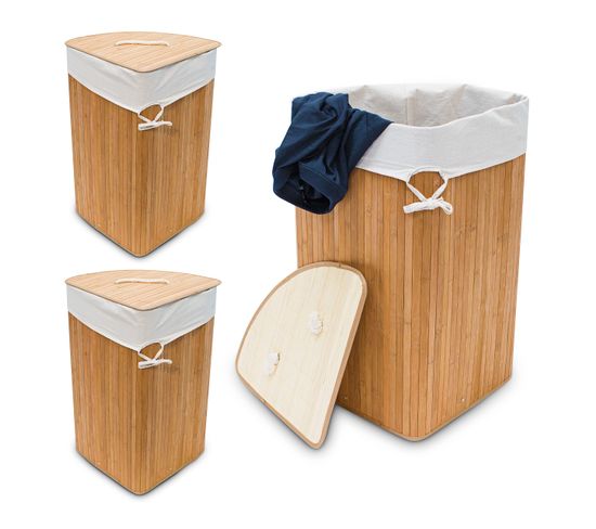 Lot De 3 Paniers À Linge Bambou