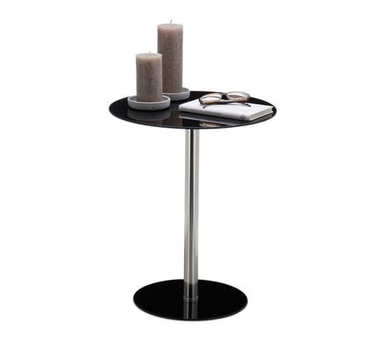 Table D’appoint Ronde En Verre Et Inox