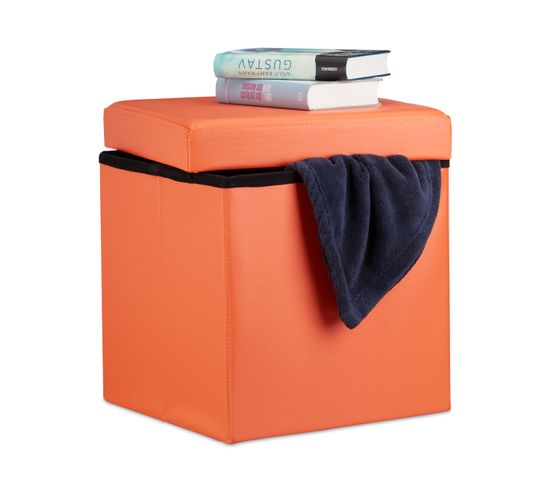 Tabouret Pliant Similicuir 38x38x38 - Orange