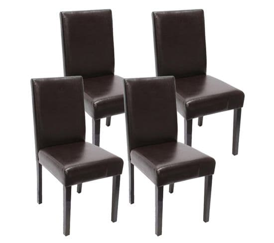 Lot De 4 Chaises De Séjour Littau ~ Simili-cuir, Marron, Pieds Foncés