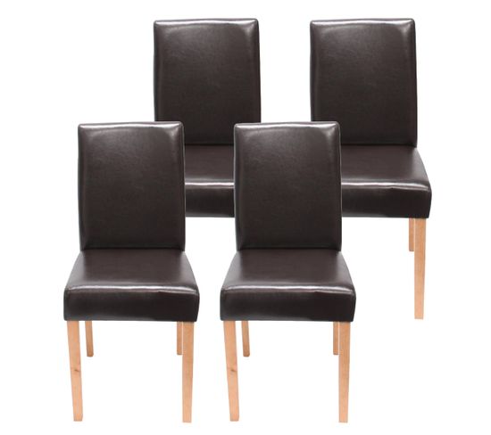 Lot De 4 Chaises De Séjour Littau ~ Simili-cuir, Marron, Pieds Clairs