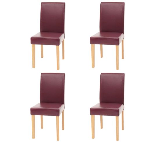 Lot De 4 Chaises De Séjour Littau ~ Simili-cuir, Rouge, Pieds Clairs