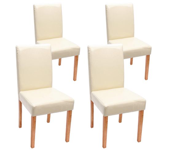 Lot De 4 Chaises De Séjour Littau ~ Cuir Reconstitué, Crème, Pieds Clairs