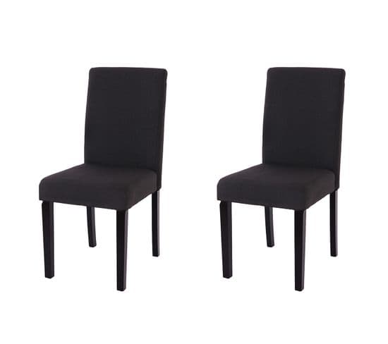 Lot De 2 Chaises De Séjour Littau ~ Tissu Noir, Pieds Foncés