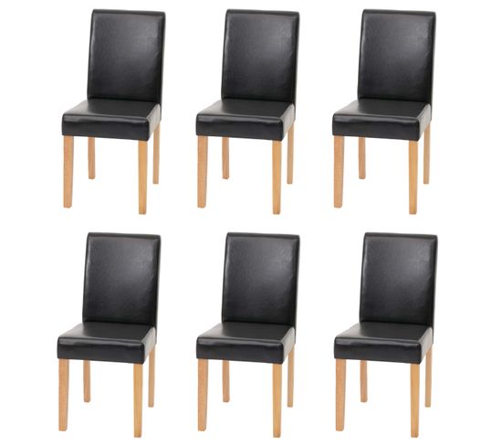 Lot De 6 Chaises De Séjour Littau ~ Simili-cuir, Noir, Pieds Clairs