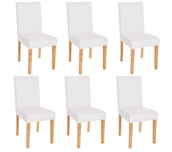 Lot De 6 Chaises De Séjour Littau ~ Simili-cuir, Blanc Mat, Pieds Clairs