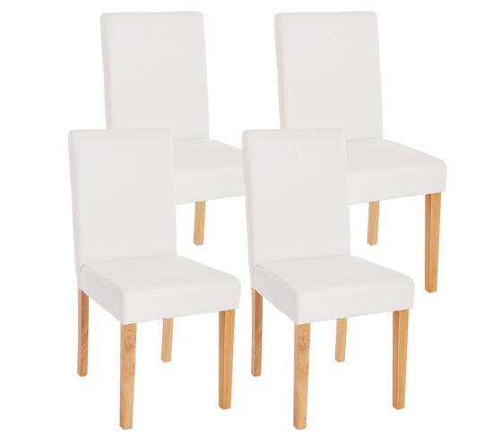 Lot De 4 Chaises De Séjour Littau ~ Simili-cuir, Blanc Mat, Pieds Clairs