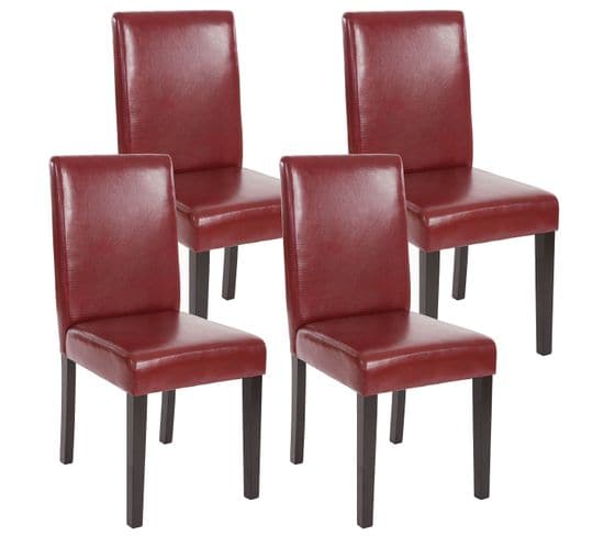 Lot De 4 Chaises De Séjour Littau, Simili-cuir, Brun Rouge, Pieds Foncés