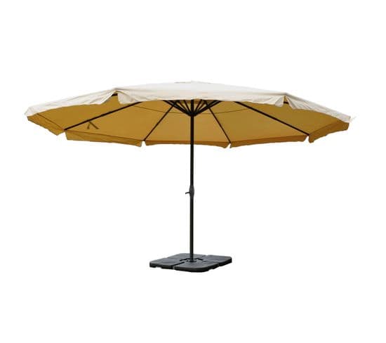 Parasol En Aluminium Meran Pro, Avec Volant, Ø 5m ~ Crème Avec Pied