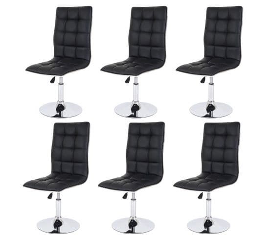 Lot De 6 Chaises De Séjour Hwc-c41 Similicuir ~ Noir