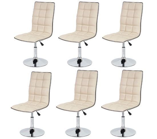 Lot De 6 Chaises De Séjour Ou De Salle à Manger Hwc-c41 Similicuir ~ Crème