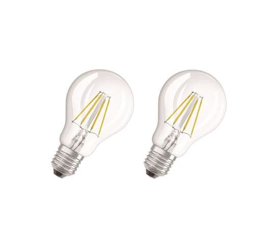 Lot De 2 Ampoules LED E27 Standard Claire 4w Équivalent A 40w Blanc Chaud