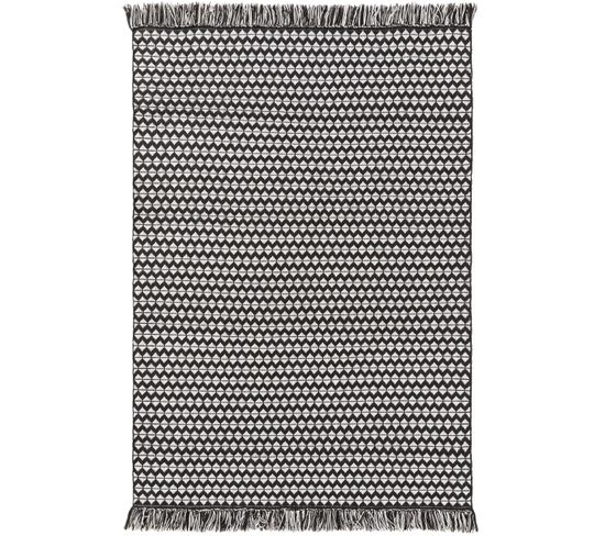 Tapis Fabriqué À Partir De Matériaux Recyclés Morty Noir et Blanc 120x170 Cm