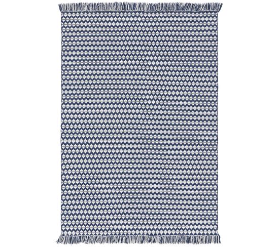 Tapis Fabriqué À Partir De Matériaux Recyclés Morty Bleu Foncé 120x170 Cm