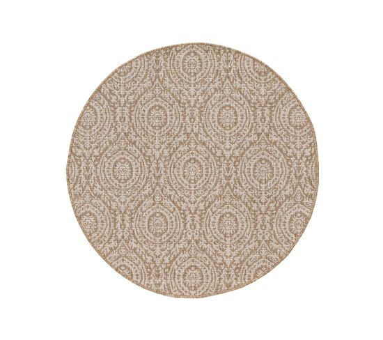 Tapis D'extérieur et Intérieur Rond Cleo Crème/beige  120 Cm Rond