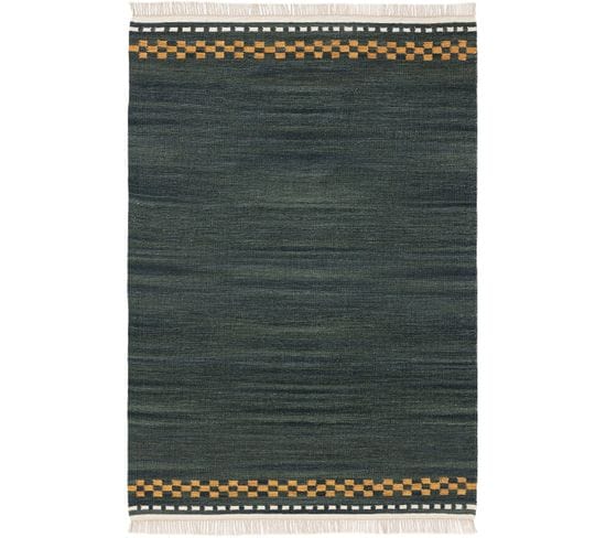 Tapis De Laine Jivan Vert Foncé 120x170 Cm