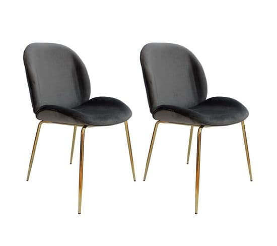 Lot De 2 Chaises Design "charlize" 90cm Gris et Or