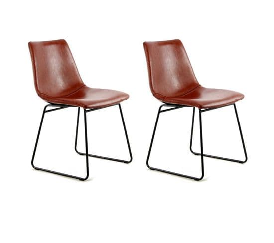 Lot De 2 Chaises Design "caila" 82cm Marron Café