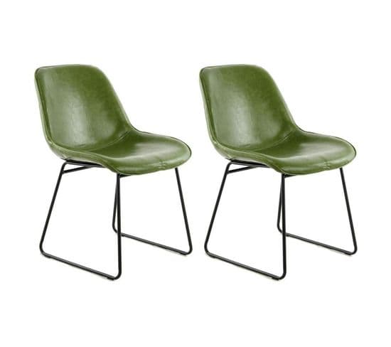 Lot De 2 Chaises Design "cora" 81cm Vert