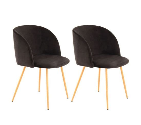 Lot De 2 Chaises En Velours "celina" 84 Cm Noir