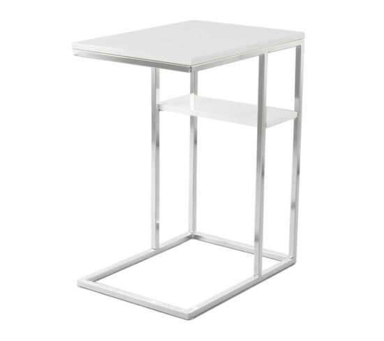 Table D'appoint Design "lucilla" 60cm Blanc et Argent