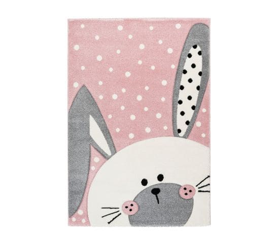 Tapis De Chambre Enfant Lapin "caiguna" Rose 120 X 170 Cm