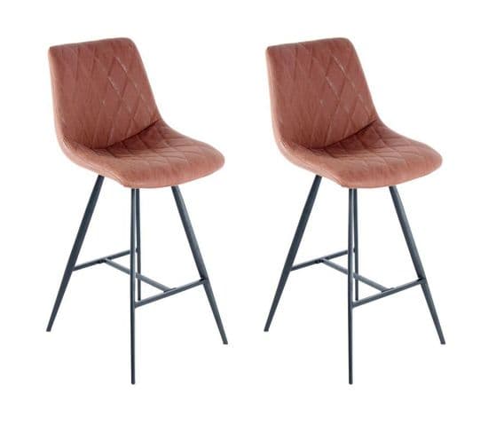 Lot De 2 Tabourets De Bar "frances" 107cm Marron