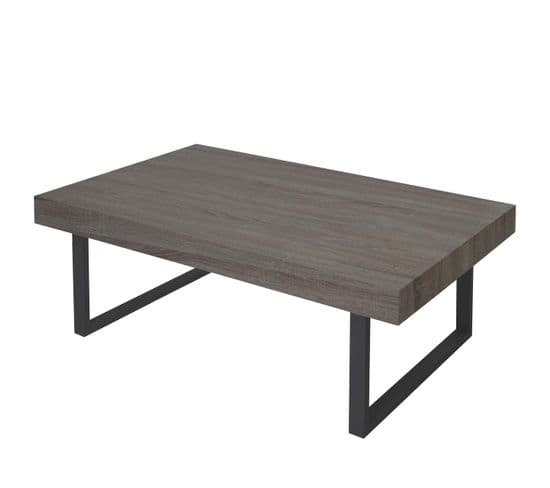 Table Basse De Salon Kos T576, Mvg 40x110x60cm ~ Chêne Foncé, Pieds Métalliques