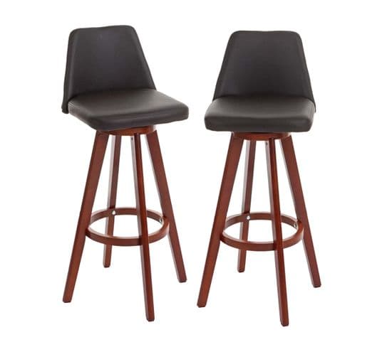 2x Tabouret De Bar Boras Marron Pieds Foncés