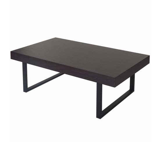 Table Basse De Salon Kos T576, Mvg 40x110x60cm ~ Wengé, Pieds Métalliques Foncés