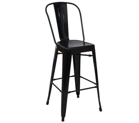 Tabouret De Bar Hwc-a73 Métal Design Industriel Noir