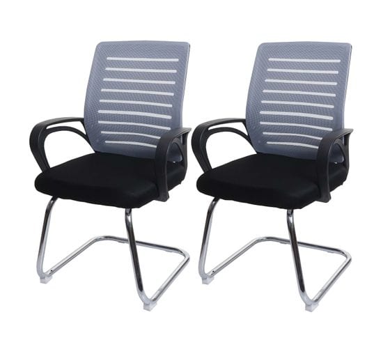 Lot De 2 Chaises De Conférence Tissu/textile Gris