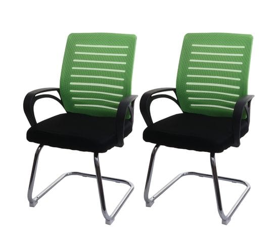 Lot De 2 Chaises De Conférence Tissu/textile Vert