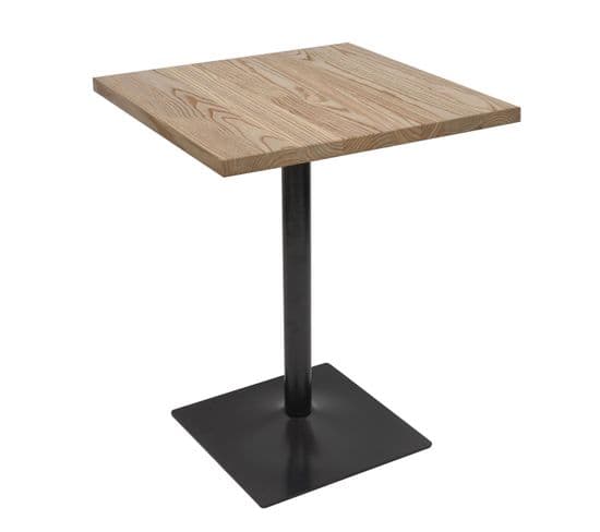 Table De Bistrot Hwc-h10 Orme Bois Certifié Mvg 76x60x60cm Brun Clair