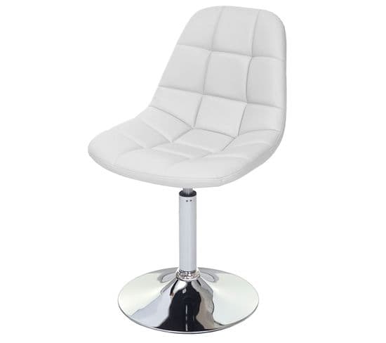 2x Chaise De Salle à Manger Cascina, Fauteuil Pitovante, Chrome ~ Similicuir Blanc