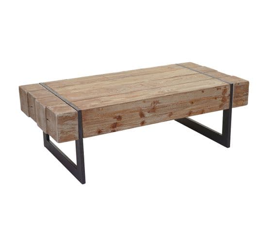 Table Basse De Salon Hwc-a15, Sapin Massif Rustique 40x120x60cm