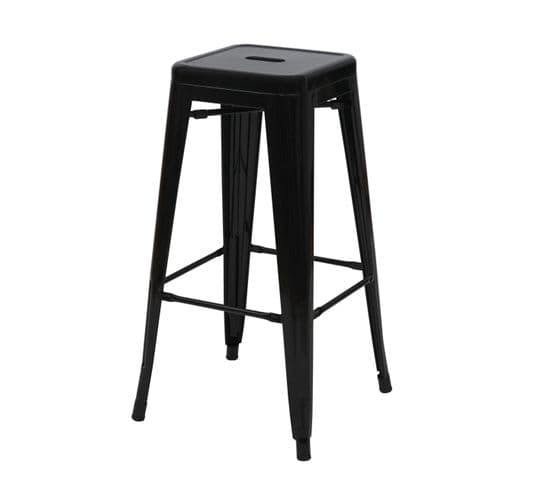 4x Tabouret De Bar Hwc-a73 Design Industriel Noir