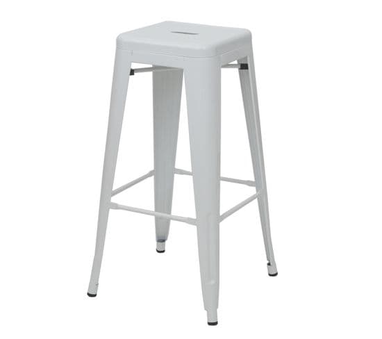 4x Tabouret De Bar Hwc-a73 Métal Design Industriel Blanc