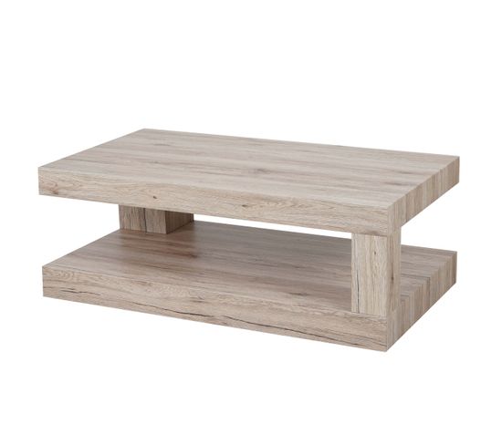 Table Basse De Salon Hwc-a32, Structure 3d Mvg 40x110x60cm ~ Aspect Chêne Sanremo