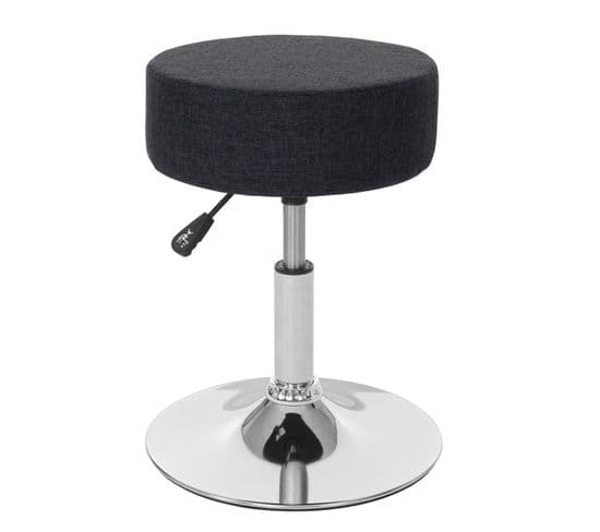 2x Tabouret Hwc-c22, Hauteur Réglable, Ø 35 Cm, Tissu ~ Gris Foncé