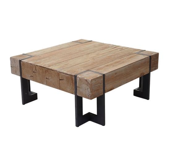 Table Basse De Salon Hwc-a15 Bois Massif De Sapin Rustique 70x70cm